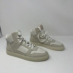 Kurt Geiger London Laney Hi-Top Sneakers Men's 8 Beige Leather Lace Up‎ S0682